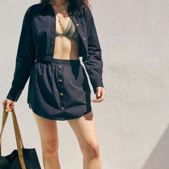 New With Tags Anthropologie Button-Front Mini Skirt Size L - Picture 2 of 5